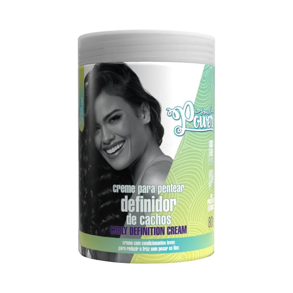 Creme para Pentear Soul Power Curly Definition Cream 800g - pote frontal com rótulo verde