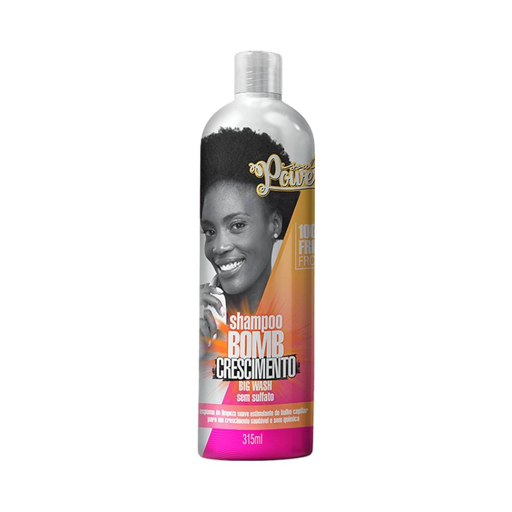 Frontal do frasco do Shampoo Soul Power Big Wash Bomb 315ml