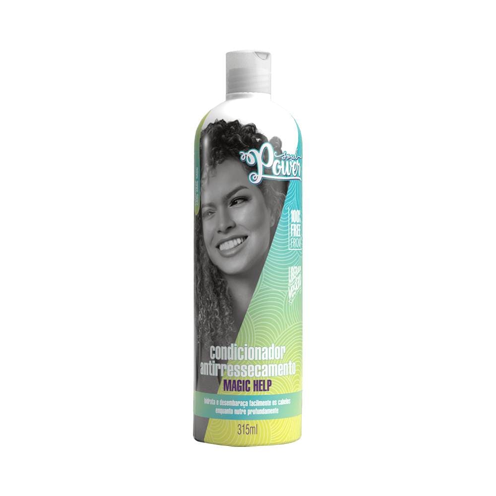 Frasco frontal do Condicionador Anti Ressecamento Soul Power Magic Help 315ml