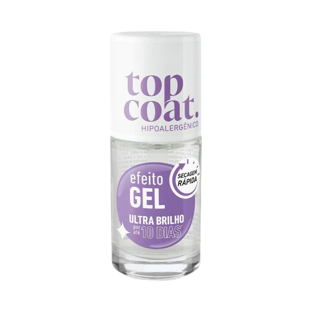 Esmalte Blant Coretrat Top Coat hipoalergênico - embalagem transparente e rótulo lilás