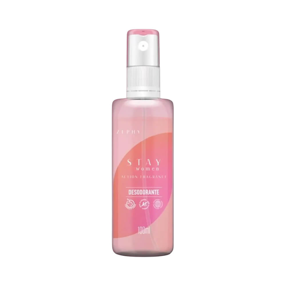 Desodorante Zephy 100ml embalagem translúcida rosa