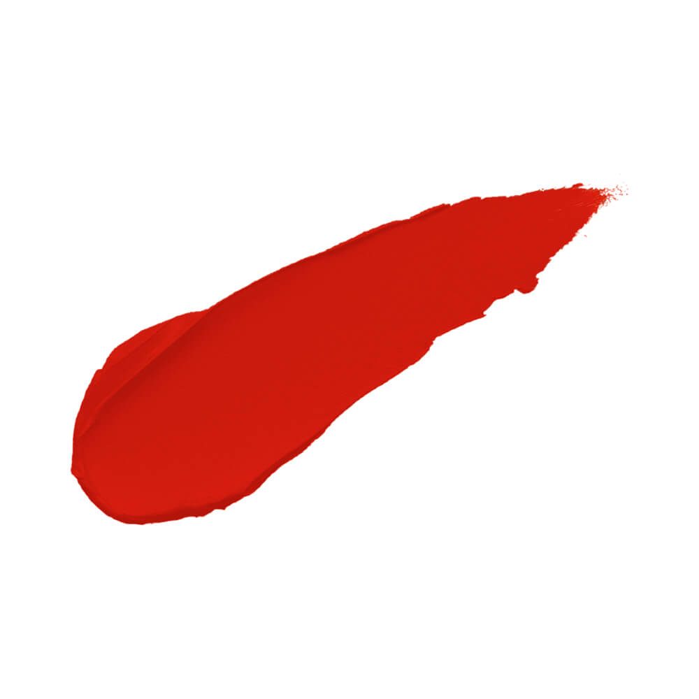 Swatch da cor vermelho vivo do Batom Mari Maria Creamy Matte Blazing