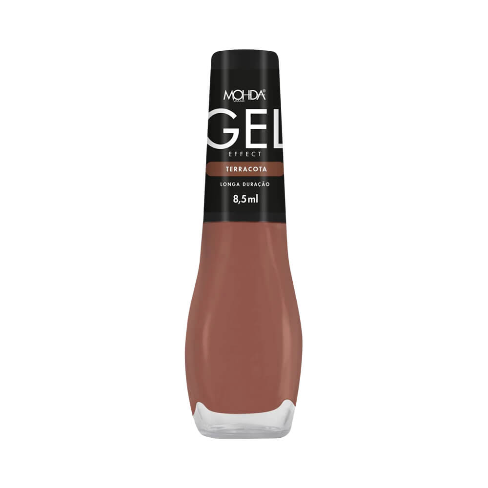 Frasco de Esmalte Mohda Efeito Gel Terracota 8,5ml em fundo branco