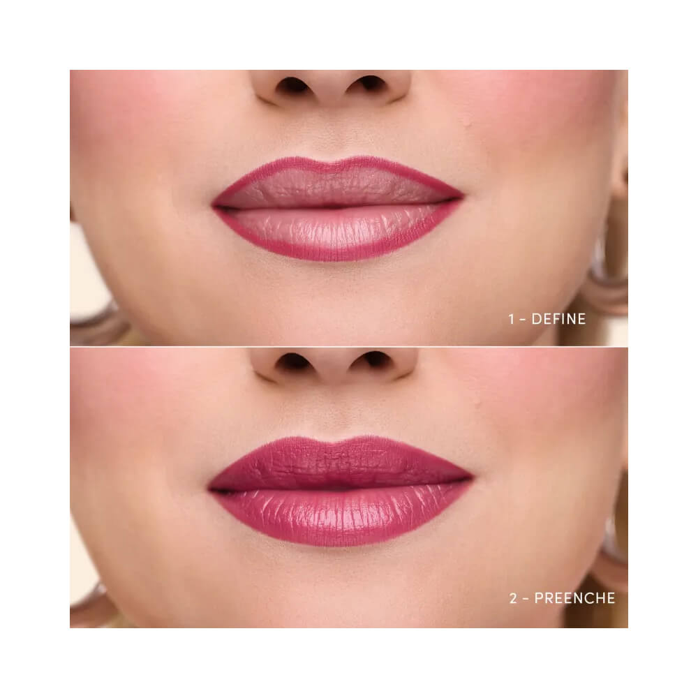 Aplicação do Batom Niina Secrets Duo Perfect Match Rosa em lábios