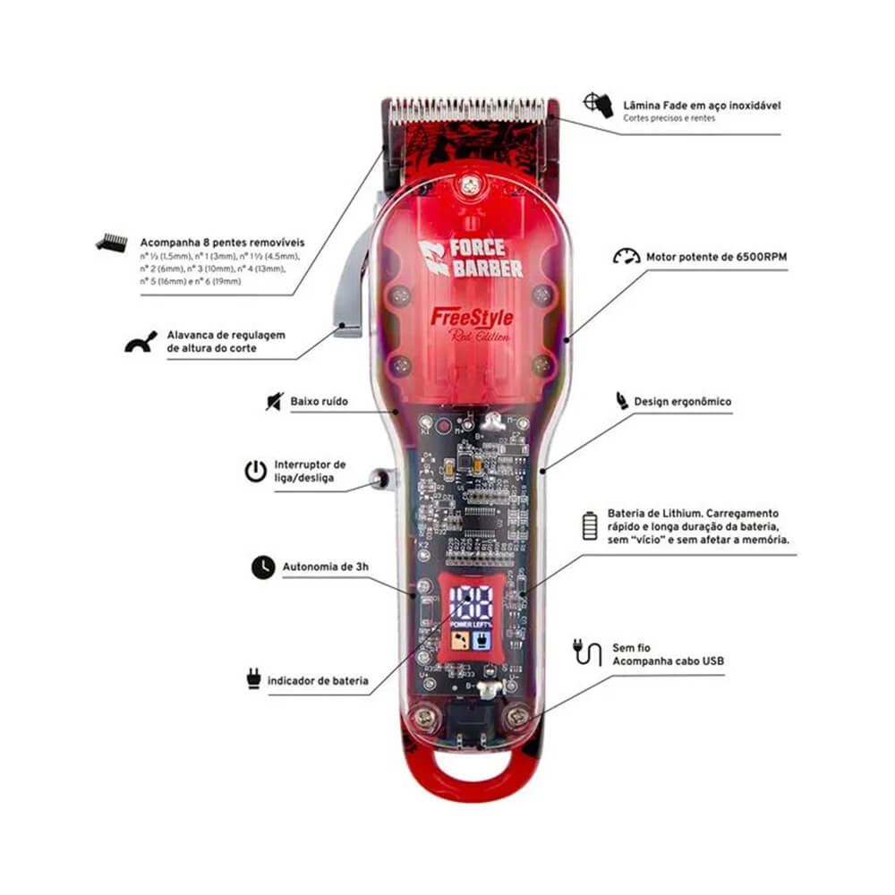 Máquina de Corte MQ Freestyle Red com especificações técnicas destacadas