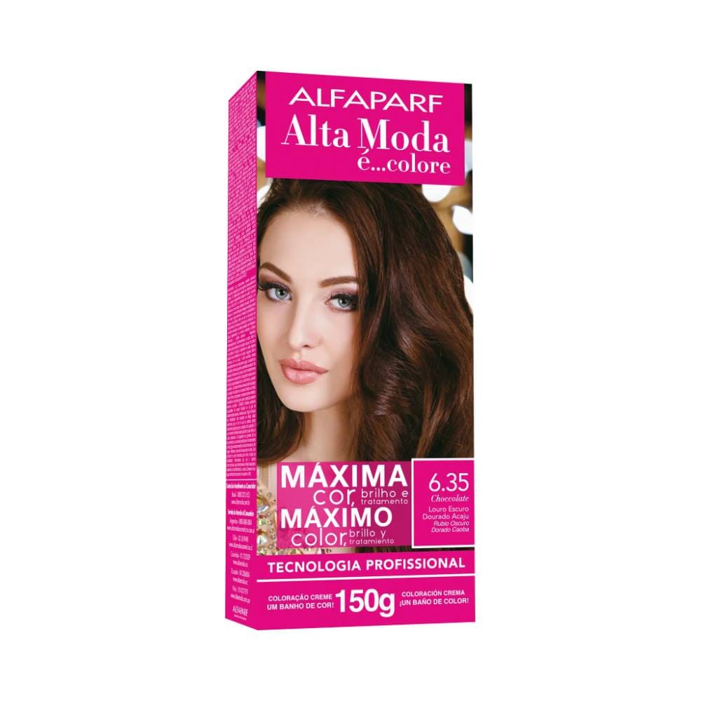 Embalagem Coloração Altamoda 6.35 Alfaparf - Louro Escuro Dourado Acaju
