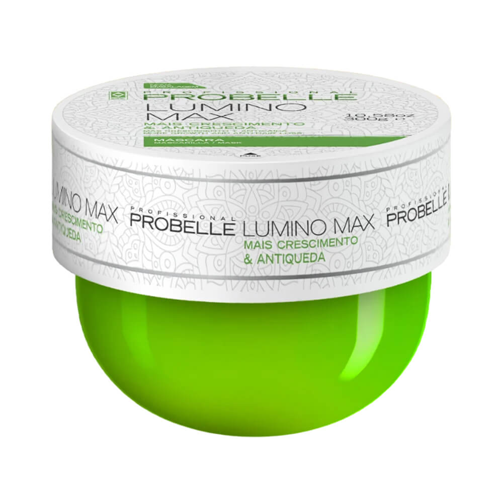 Máscara Probelle Lumino Max Mais Crescimento 300g - embalagem em pote verde