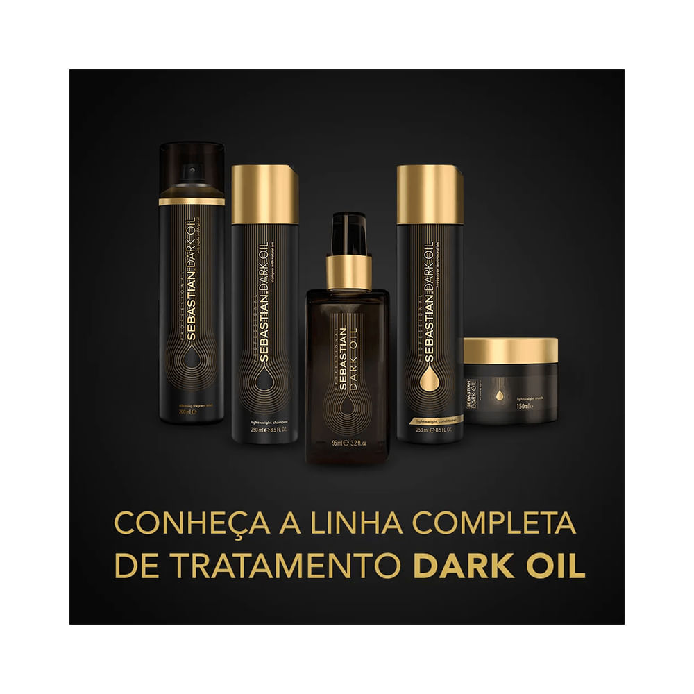 Linha Dark Oil Sebastian com produtos em frascos pretos e detalhes dourados