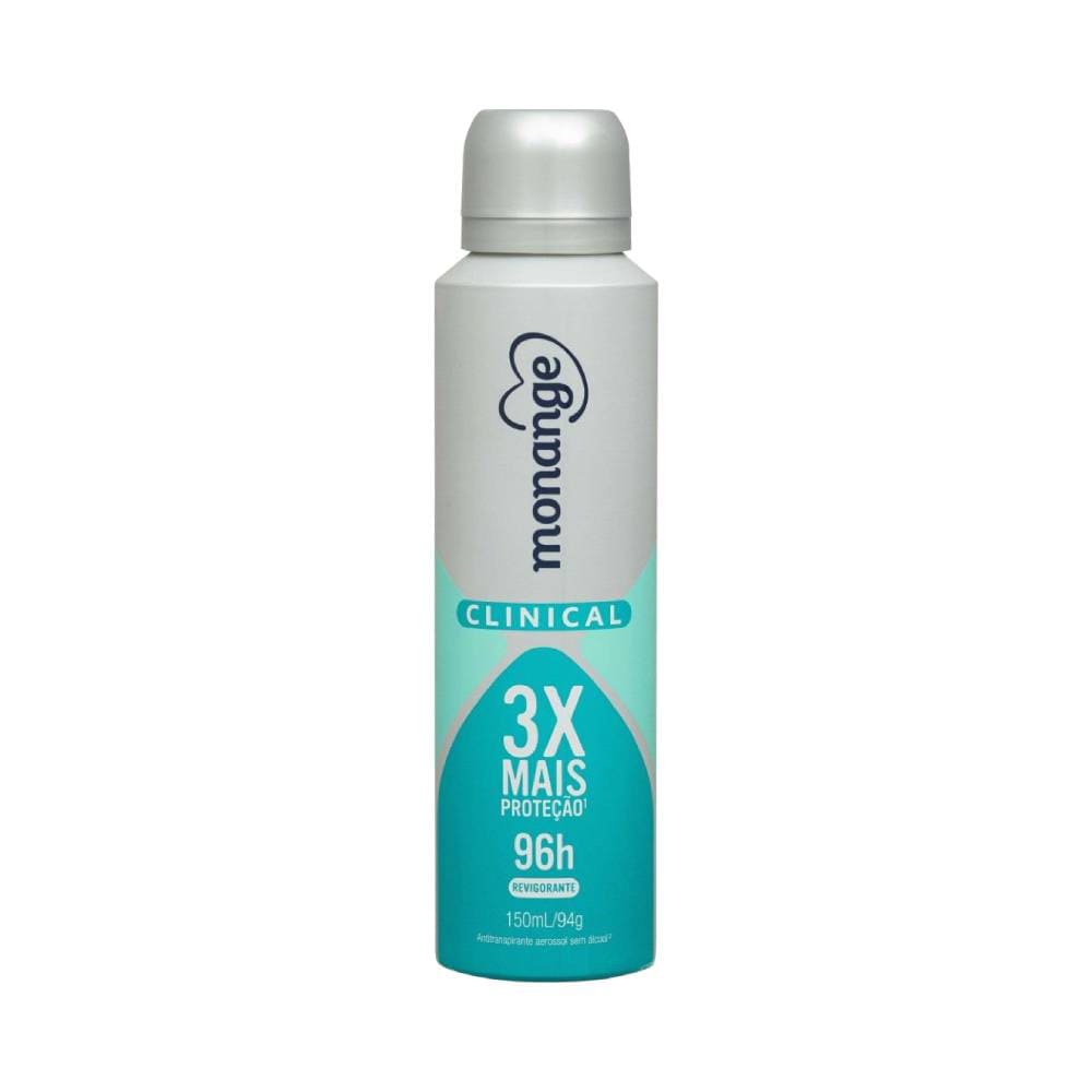 Desodorante Monange Clinical Revigorante Aerossol Feminino 150ml - 96h proteção, 3x mais proteção