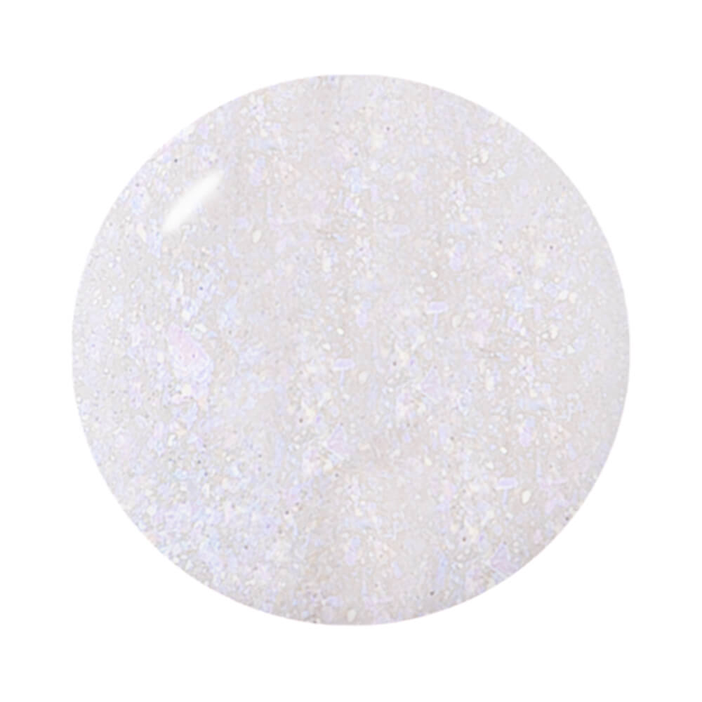 Detalhe circular da cor do esmalte Impala Maratonando Netflix Top 10 mostrando glitter flocado e brilhos iridescentes