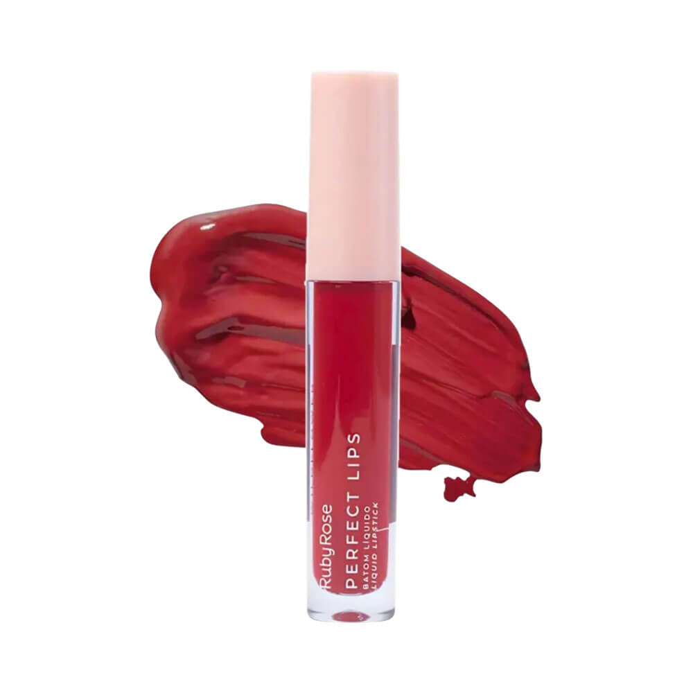 Detalhe da textura cremosa do Batom Líquido Ruby Rose Perfect Lips Wildflower