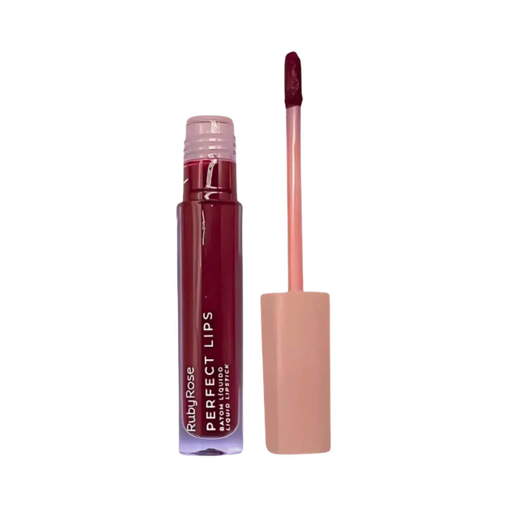 Aplicador do Batom Líquido Ruby Rose Perfect Lips Fearless com cor vinho escuro