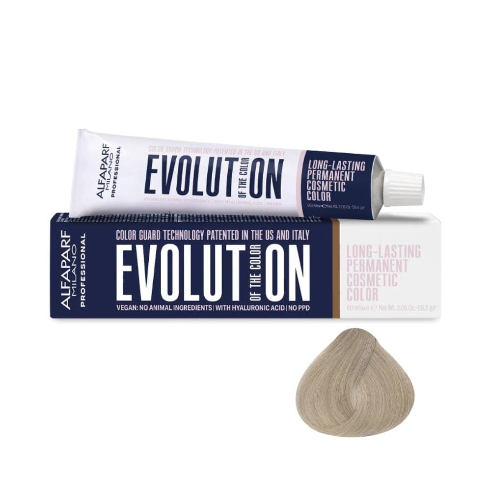 Coloração Alfaparf Evolution of the Color 9.1 Louro Claro - embalagem e tubo do produto