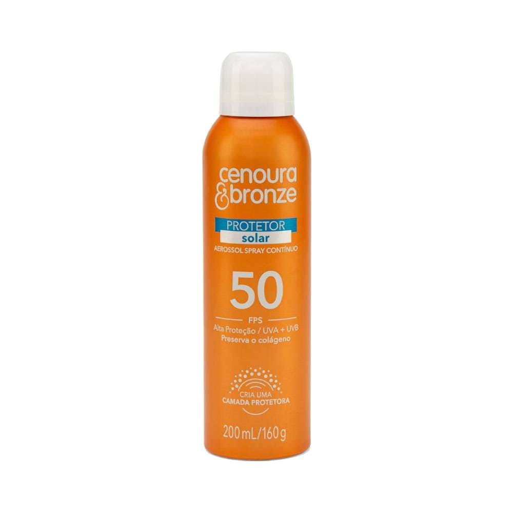 Frasco aerosol laranja Cenoura & Bronze FPS50 200ml