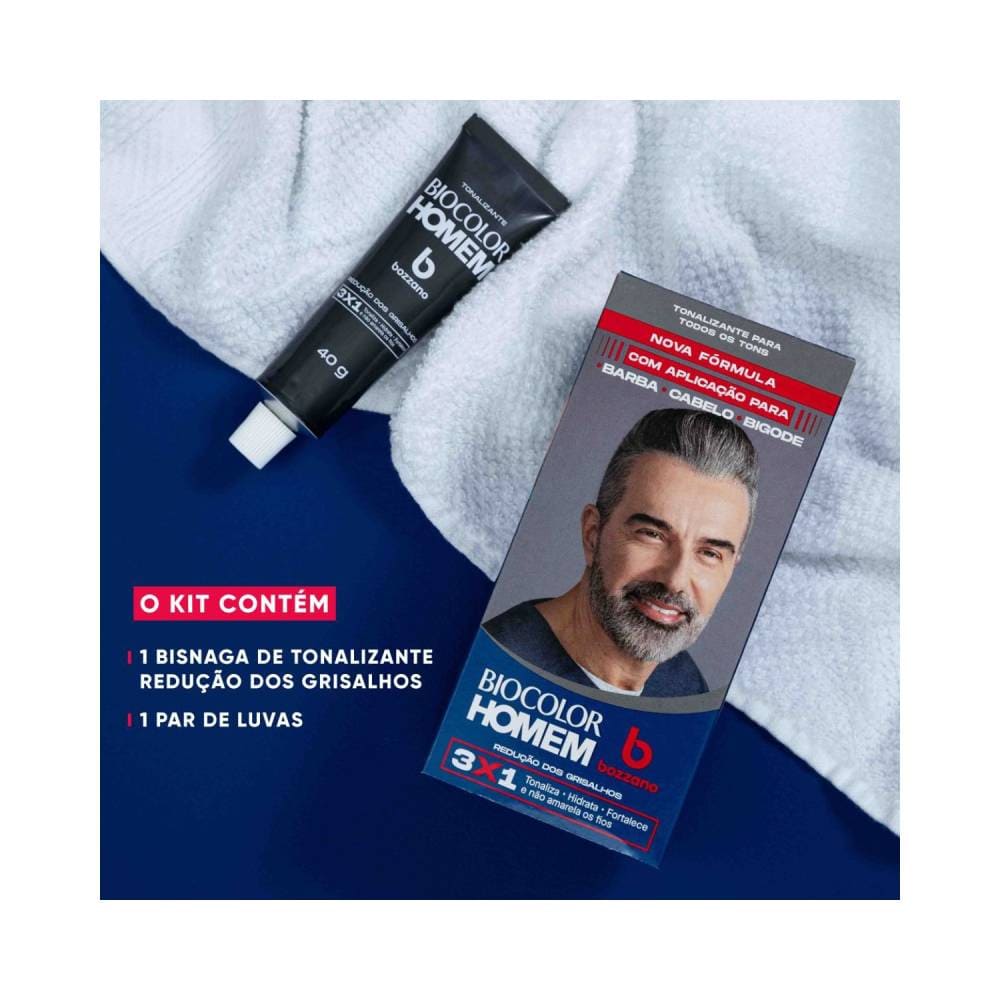 Conteúdo do kit com bisnaga do tonalizante e luvas