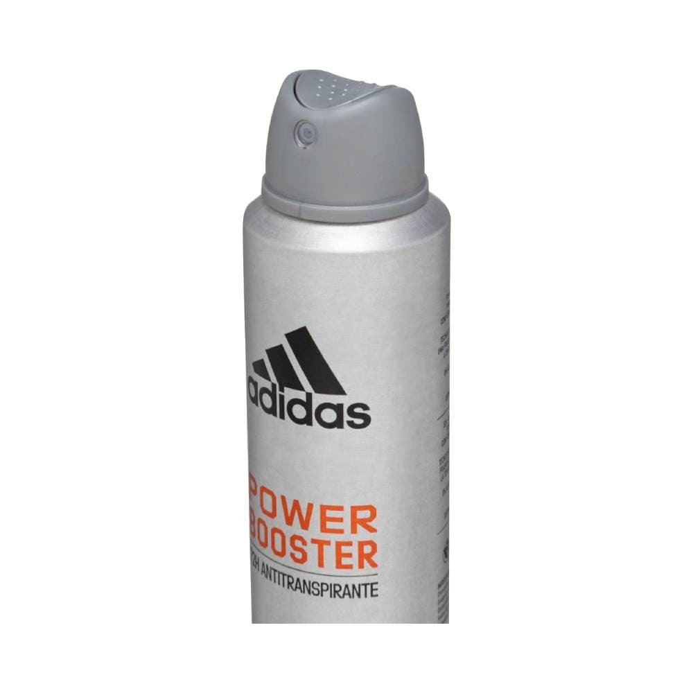 Close na tampa e aplicador spray do desodorante Adidas Power Booster