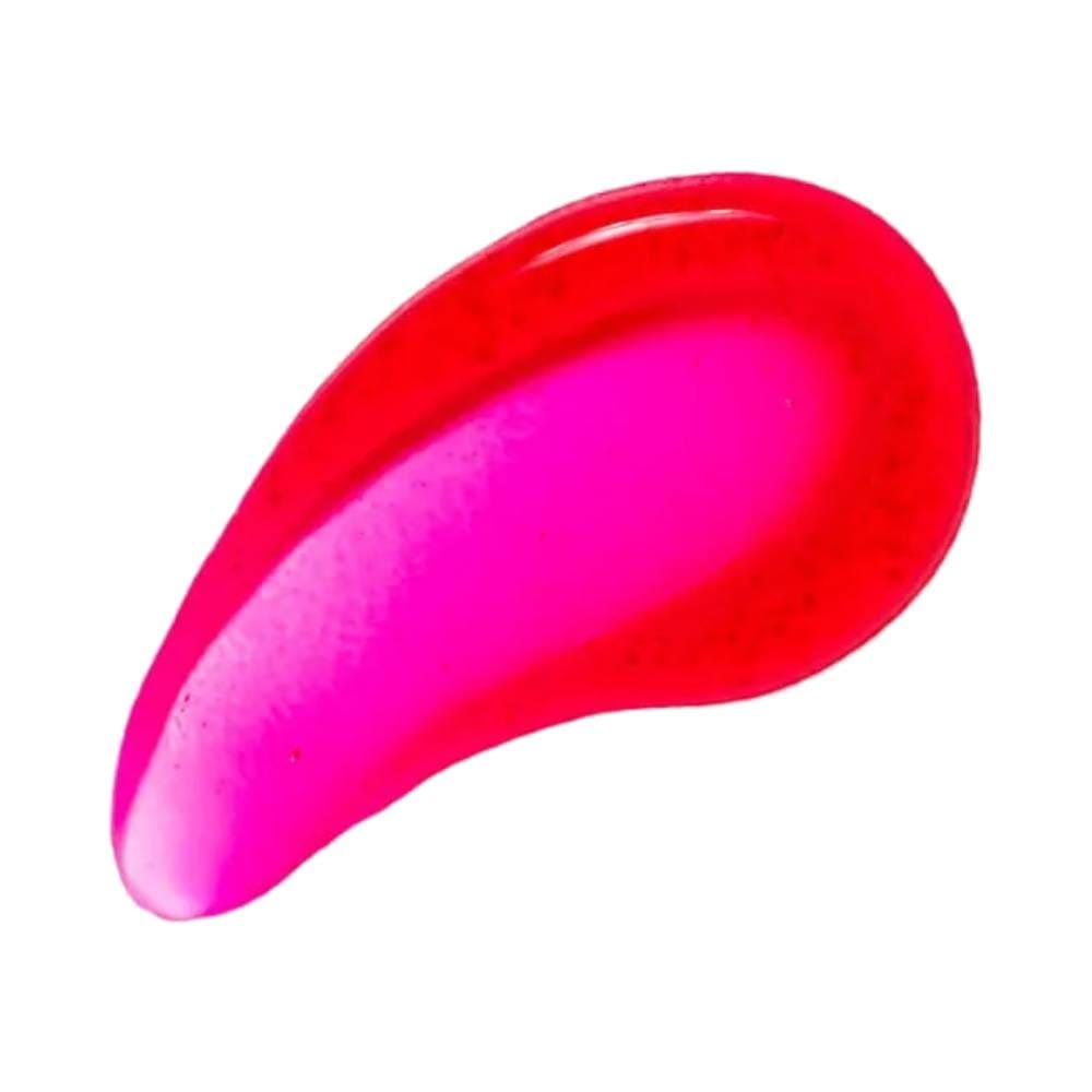 Amostra do Lip Juice Mari Maria Melancia em gota mostrando textura e cor