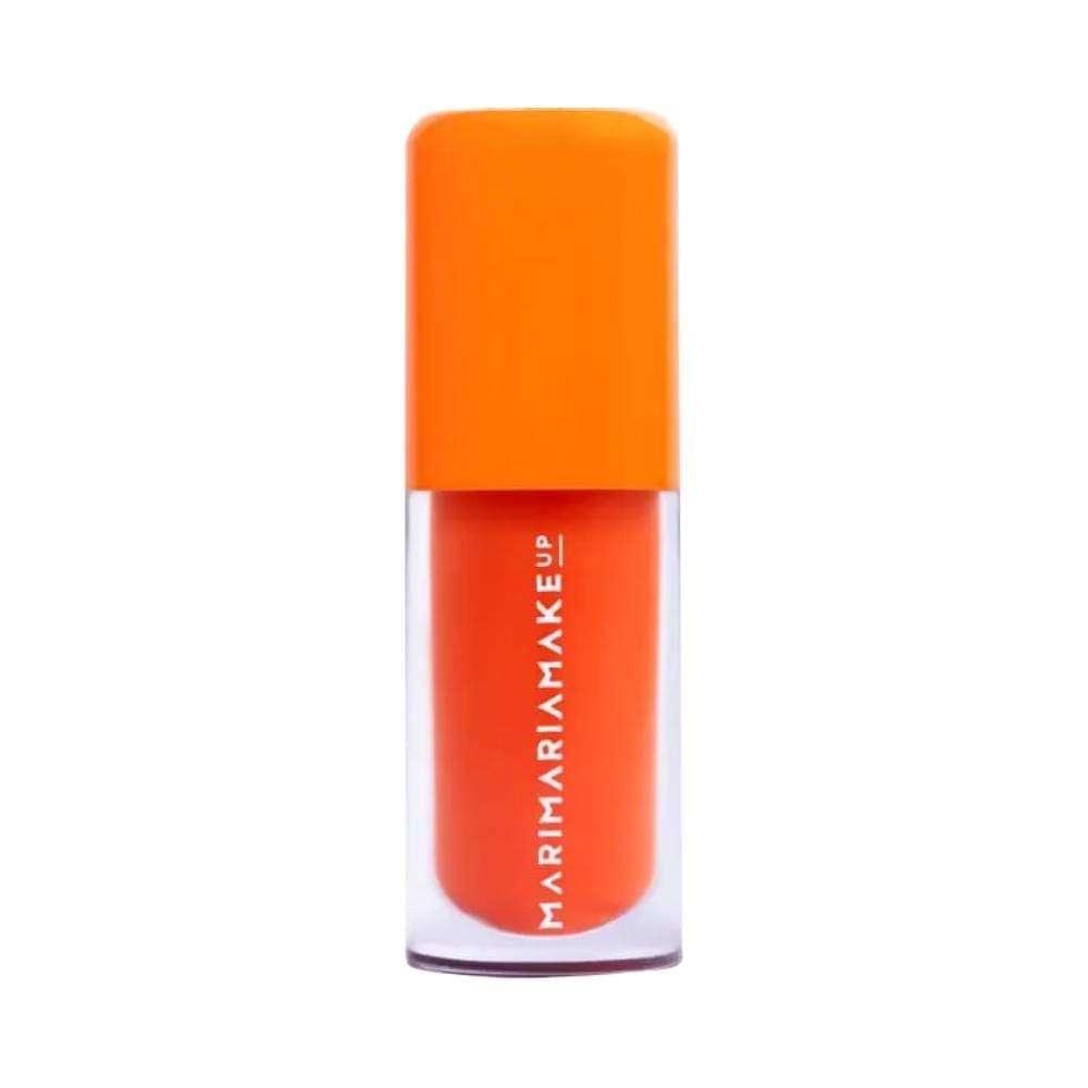 Lip Juice Mari Maria Tangerina 5ml embalagem transparente com tampa laranja vibrante