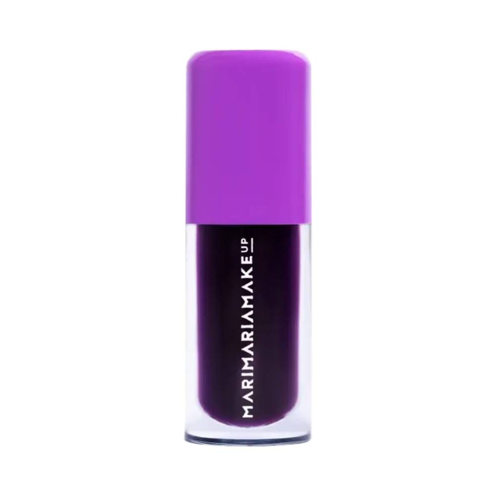 Lip Juice Mari Maria Açaí batom líquido roxo com embalagem transparente e tampa roxa