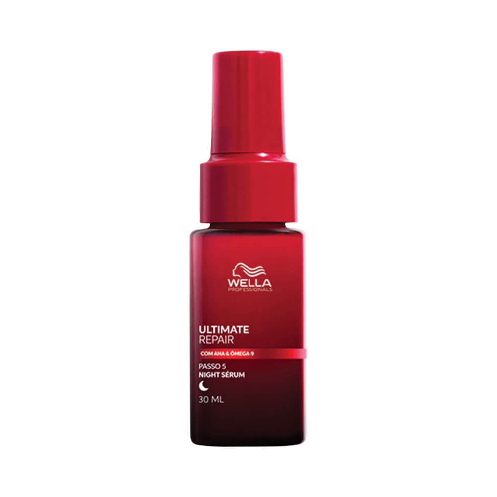 Frasco do Leave-in Wella Ultimate Repair Night Serum 30ml - embalagem vermelha