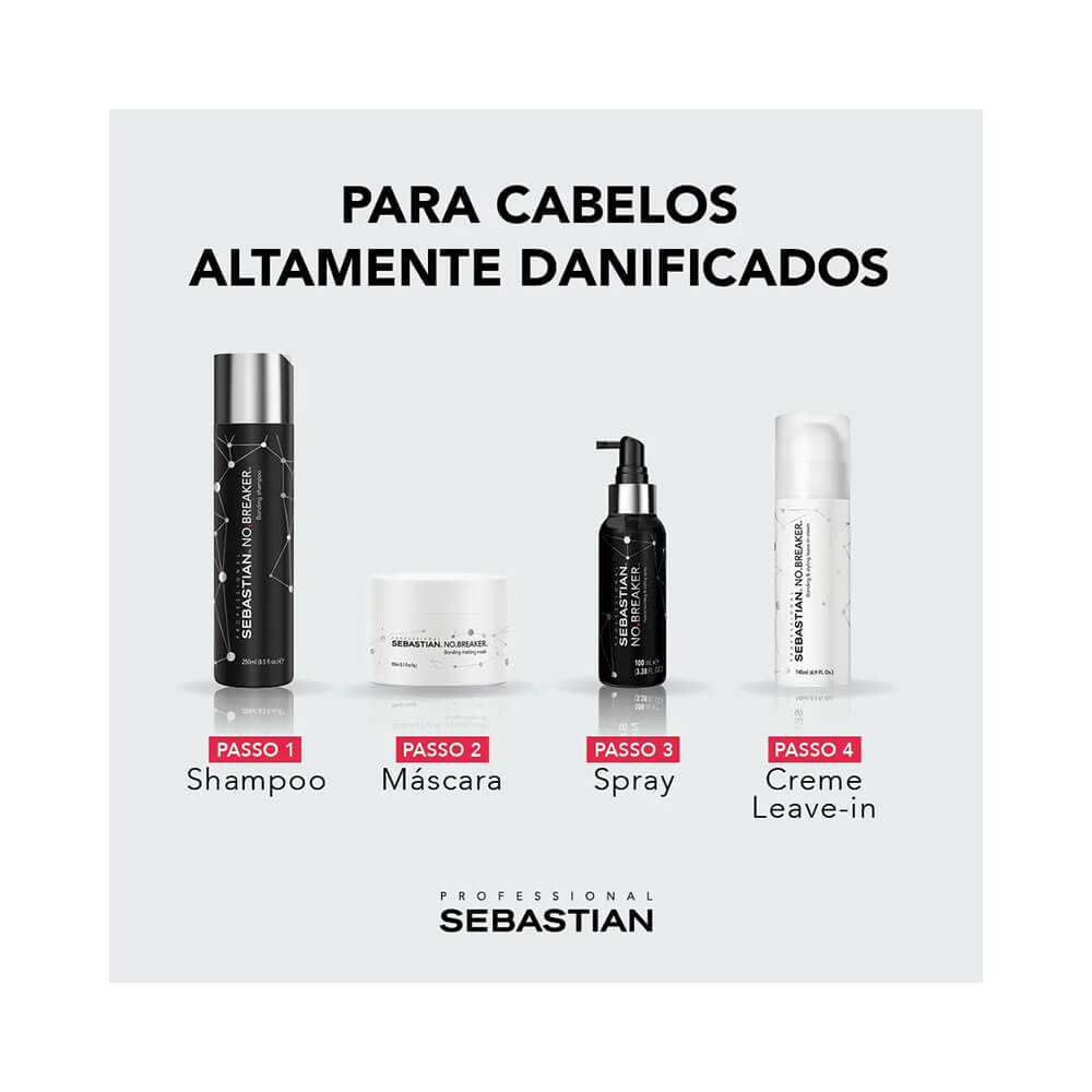 Linha completa Sebastian No Breaker com shampoo, máscara, spray e creme leave-in