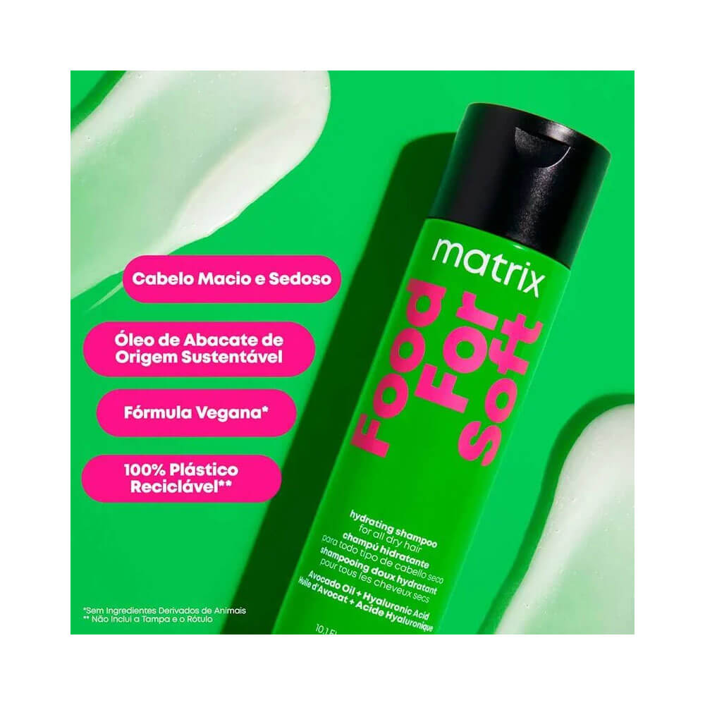 Frasco do shampoo com destaque para selo vegano e embalagem reciclável