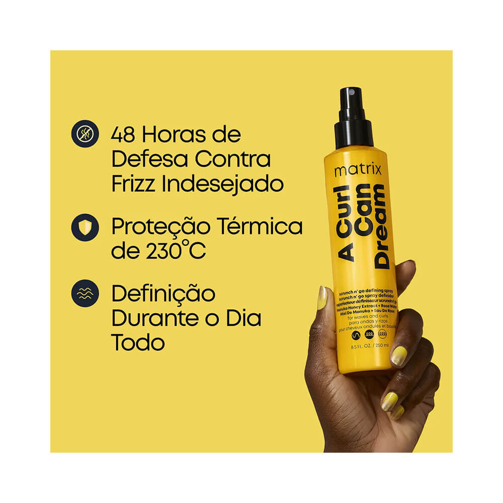 Frasco do Leave-in Matrix A Curl Can Dream com destaque para benefícios no rótulo