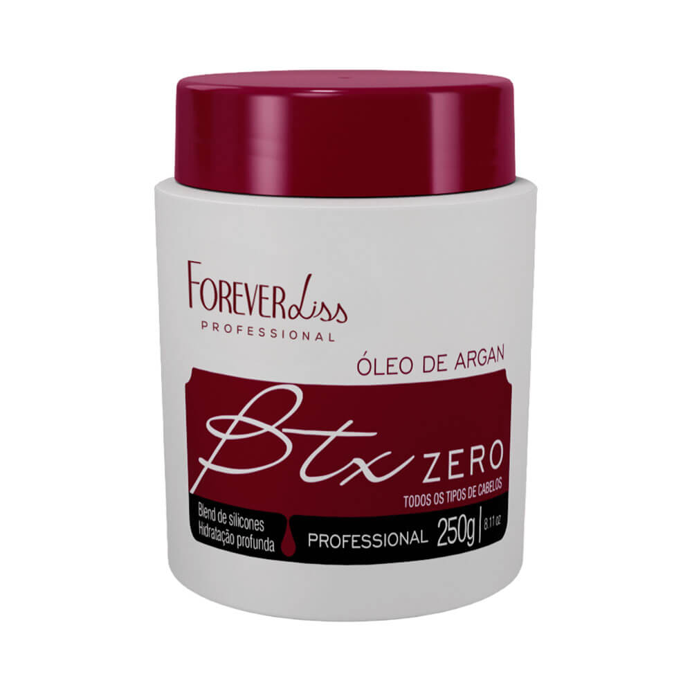 Frasco de Botox Forever Liss Óleo de Argan 250g com tampa vermelha em fundo branco