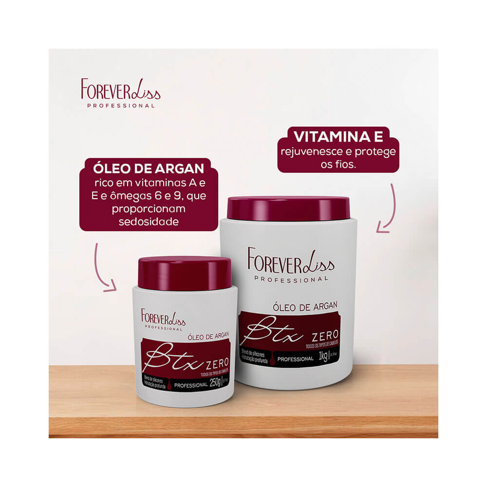 Duas embalagens do Botox Forever Liss Óleo de Argan 250g em fundo branco