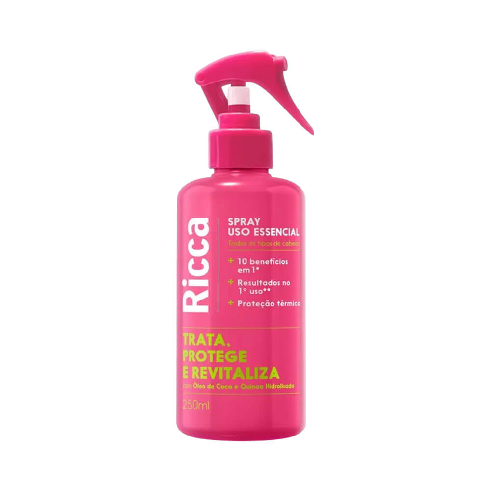 Spray Ricca Uso Essencial 250ml em frasco rosa com bico spray
