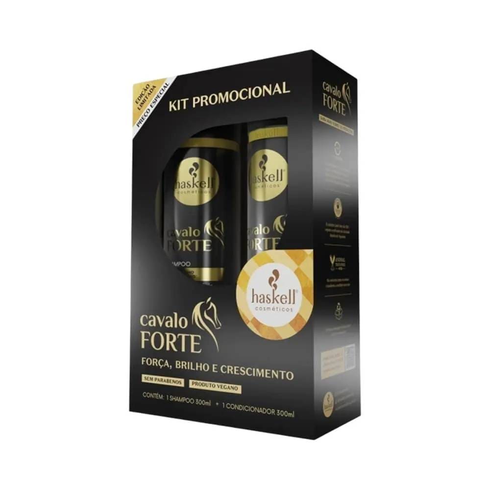 Caixa promocional do Kit Haskell Cavalo Forte com Shampoo e Condicionador 300ml