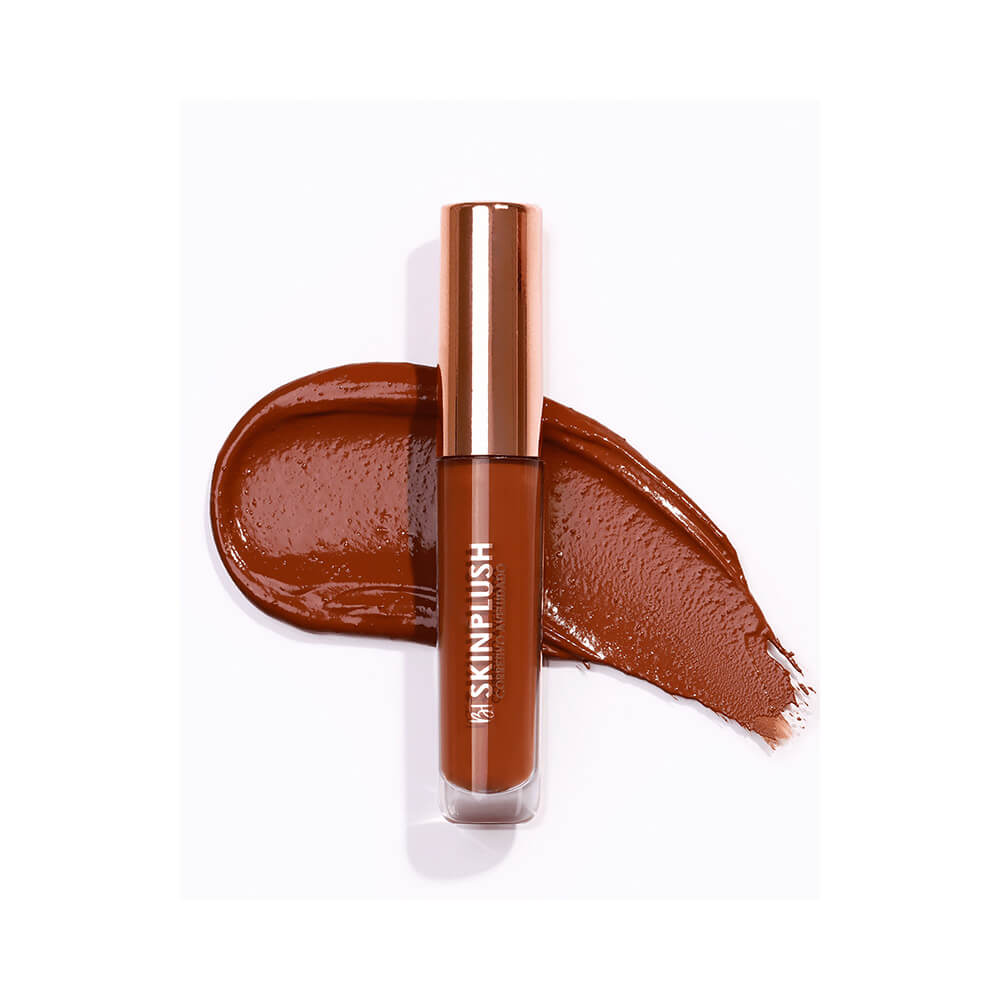 Corretivo Bruna Tavares Skinplush D3040 em tom marrom, aplicação na pele