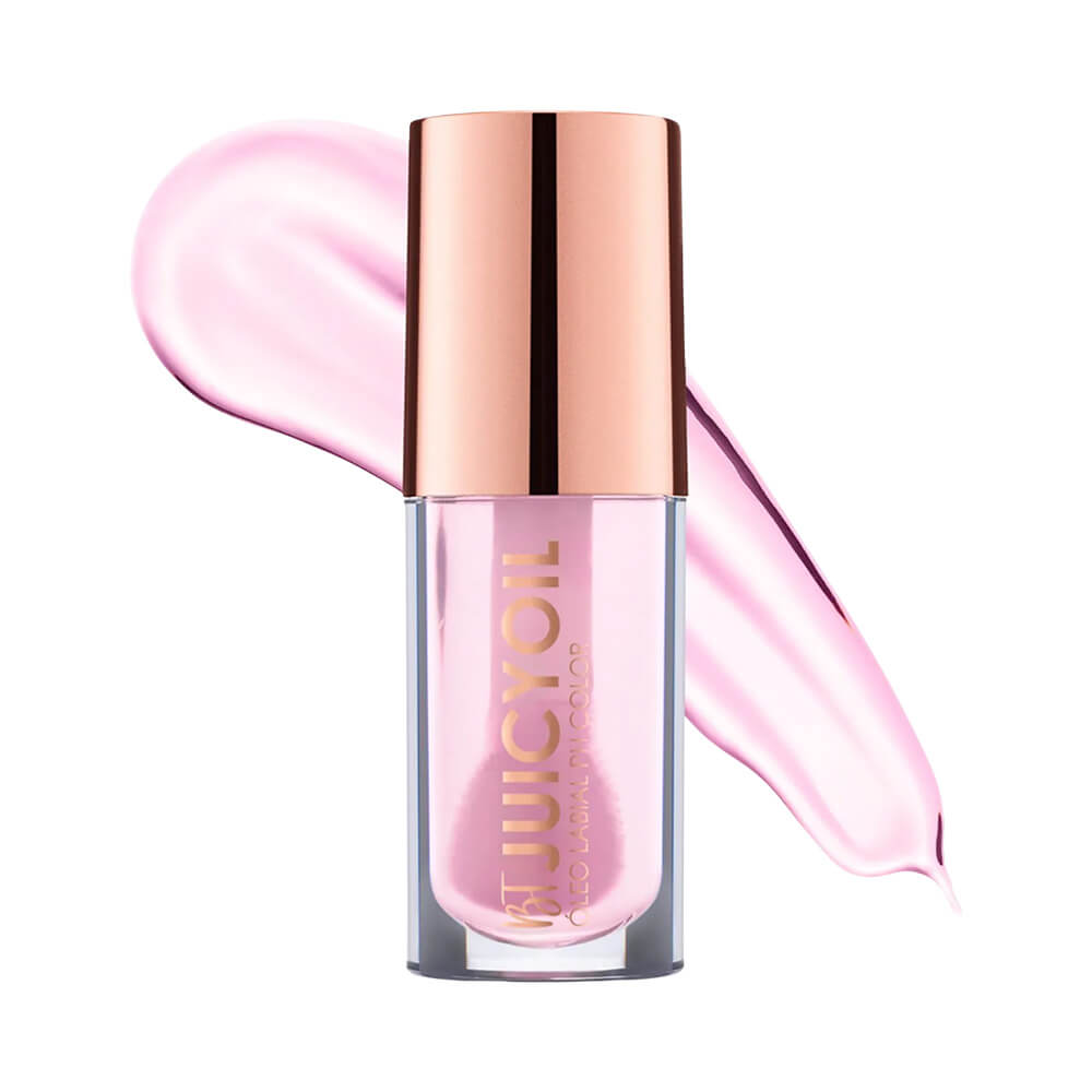 Frasco do batom líquido Juicy Oil Bruna Tavares Guava com aplicador e tampa dourada