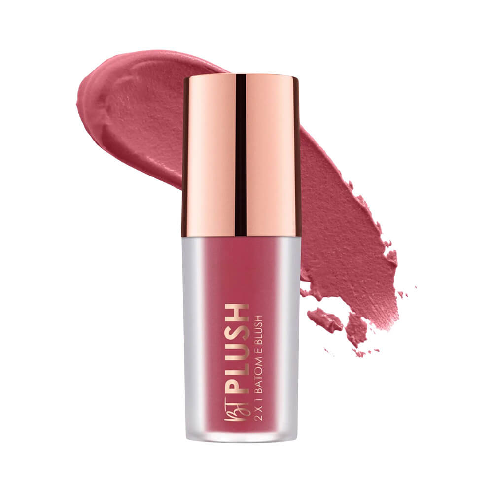 Batom Bruna Tavares Plush Bela com aplicador aberto mostrando a cor rosa marsala