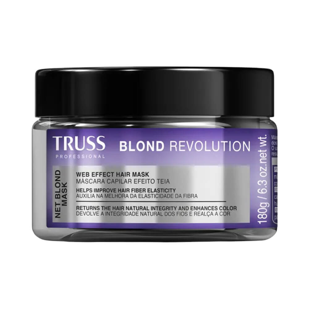 Frasco de máscara capilar Truss Blond Revolution 180g com rótulo roxo degradê