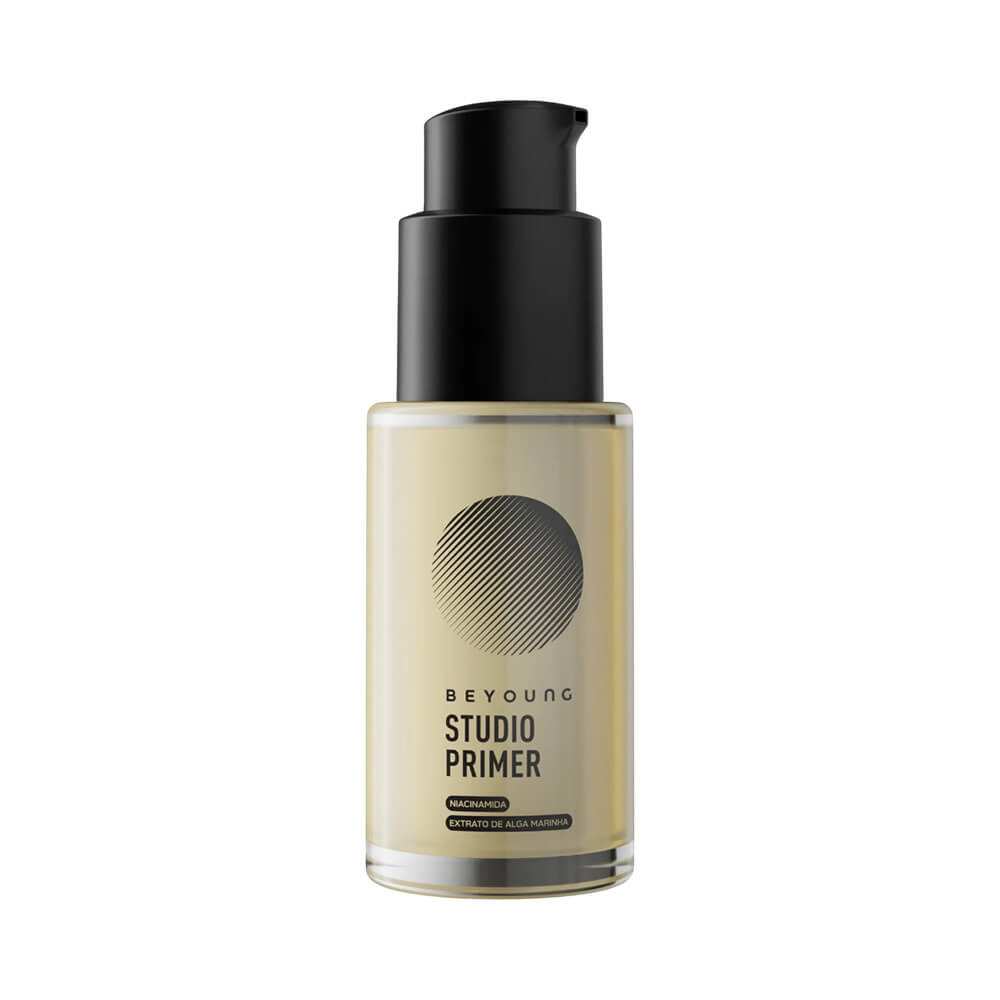 Frasco do Primer Beyoung Glow Incolor 30ml destacando textura sérum e aplicador