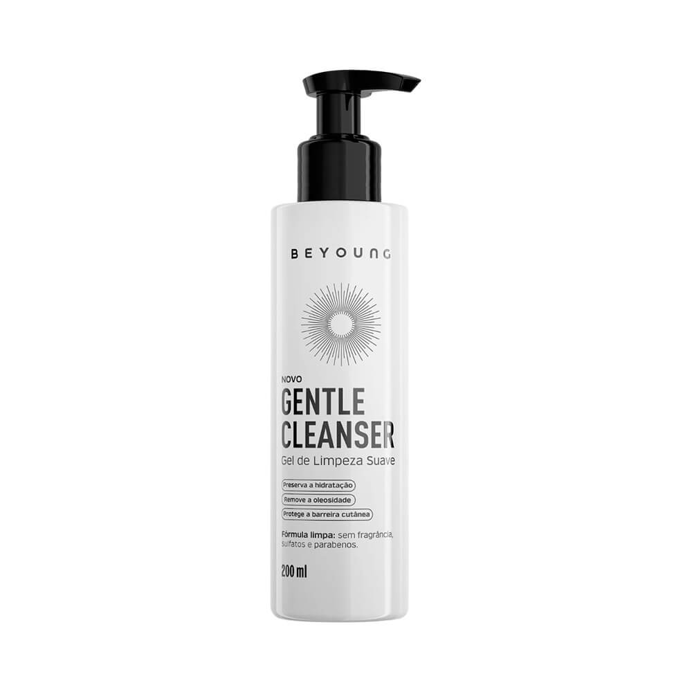 Frontal do Gel de Limpeza Facial Beyoung Gentle Cleanser 200ml em embalagem branca com pump preto