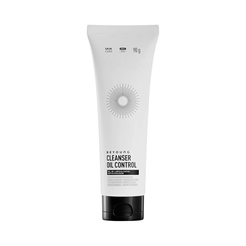 Gel de Limpeza Facial Beyoung Cleanser Oil Control 90g em tubo branco com tampa preta
