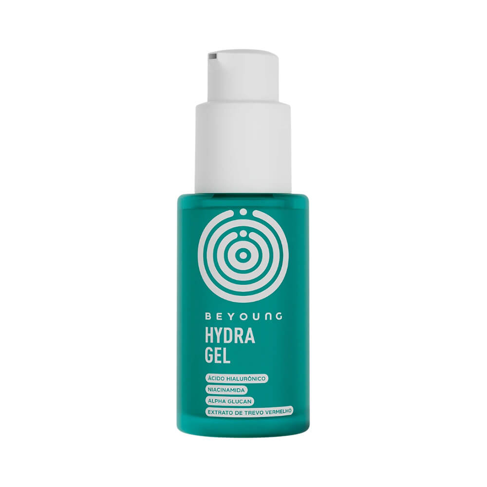 Frasco do Hidratante Beyoung Hydra Gel 30ml em fundo branco