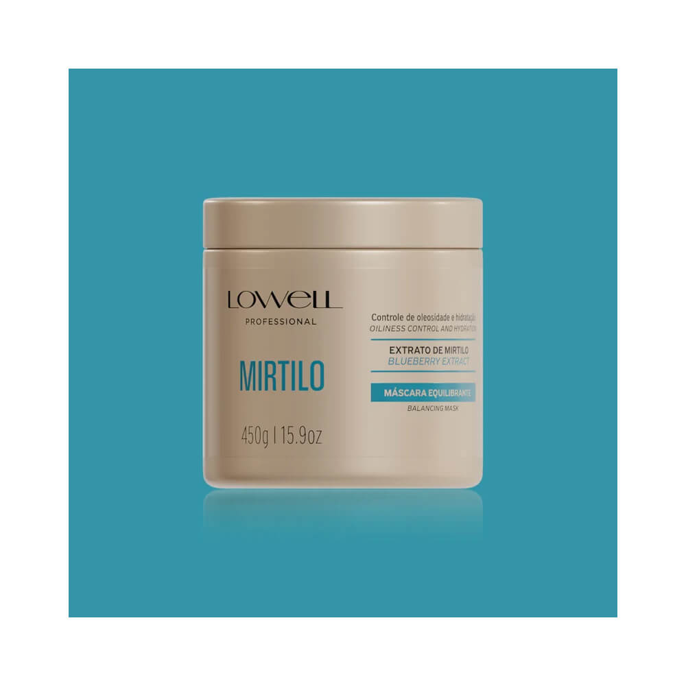 Máscara Lowell Mirtilo Equilibrante 450g em fundo azul