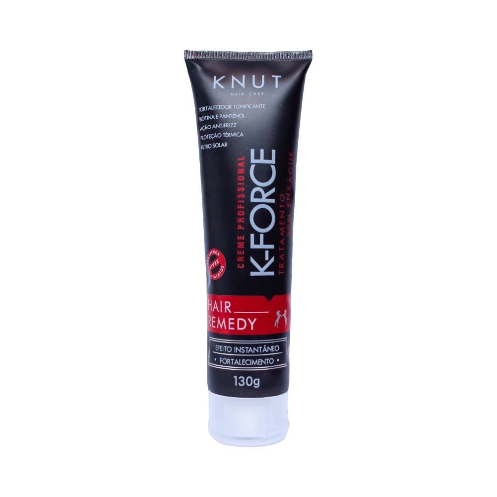 Creme Capilar Knut Hair Remedy K-Force 130g tubo preto com detalhes em vermelho e branco