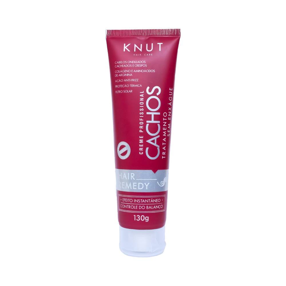 Creme Capilar Knut Hair Remedy Cachos 130g - tubo vermelho, proteção térmica e filtro solar
