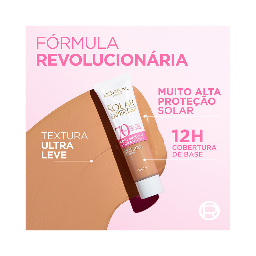 Protetor Solar L'Oréal Solar Expertise com destaque para textura e cobertura