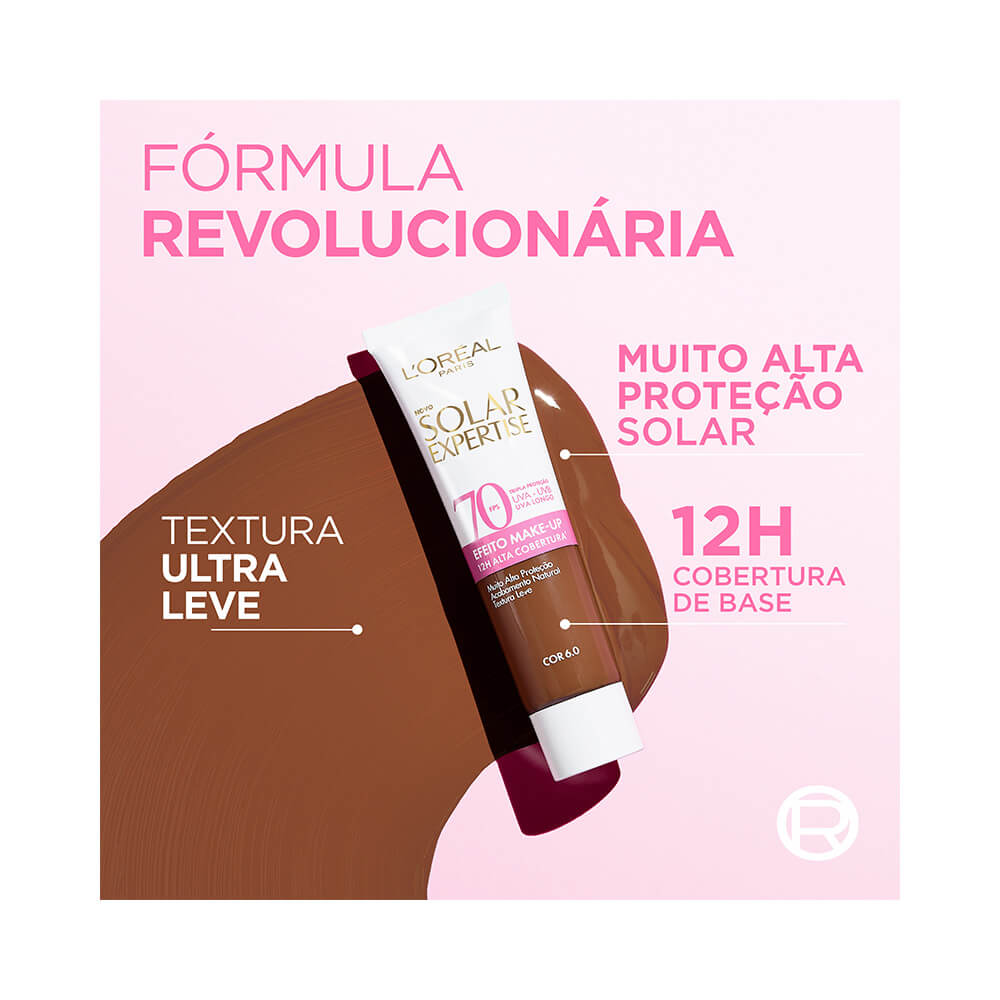 Detalhe do produto e textura do Protetor Facial L'Oréal Solar Expertise