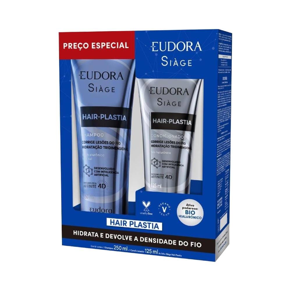 Kit Siàge Hair Plastia Eudora - Shampoo 250ml e Condicionador 125ml