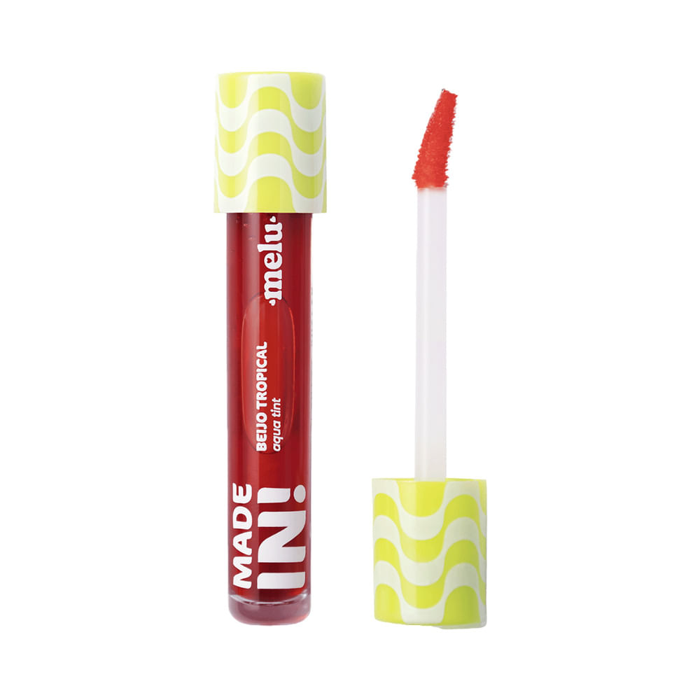 Acqua Tint Melu Beijo Tropical Geléia Pitanga com aplicador de ponta inclinada e textura felpuda.