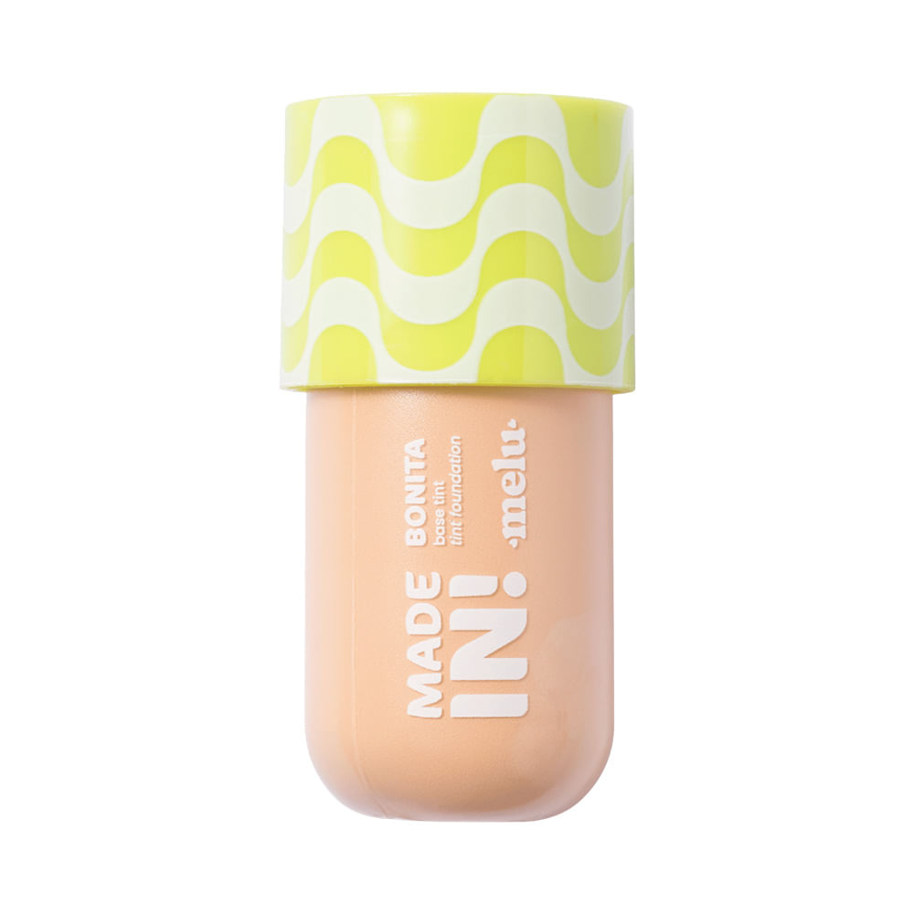 Base Melu Made In! Foundation Tint 50 - frasco translúcido com tampa amarela