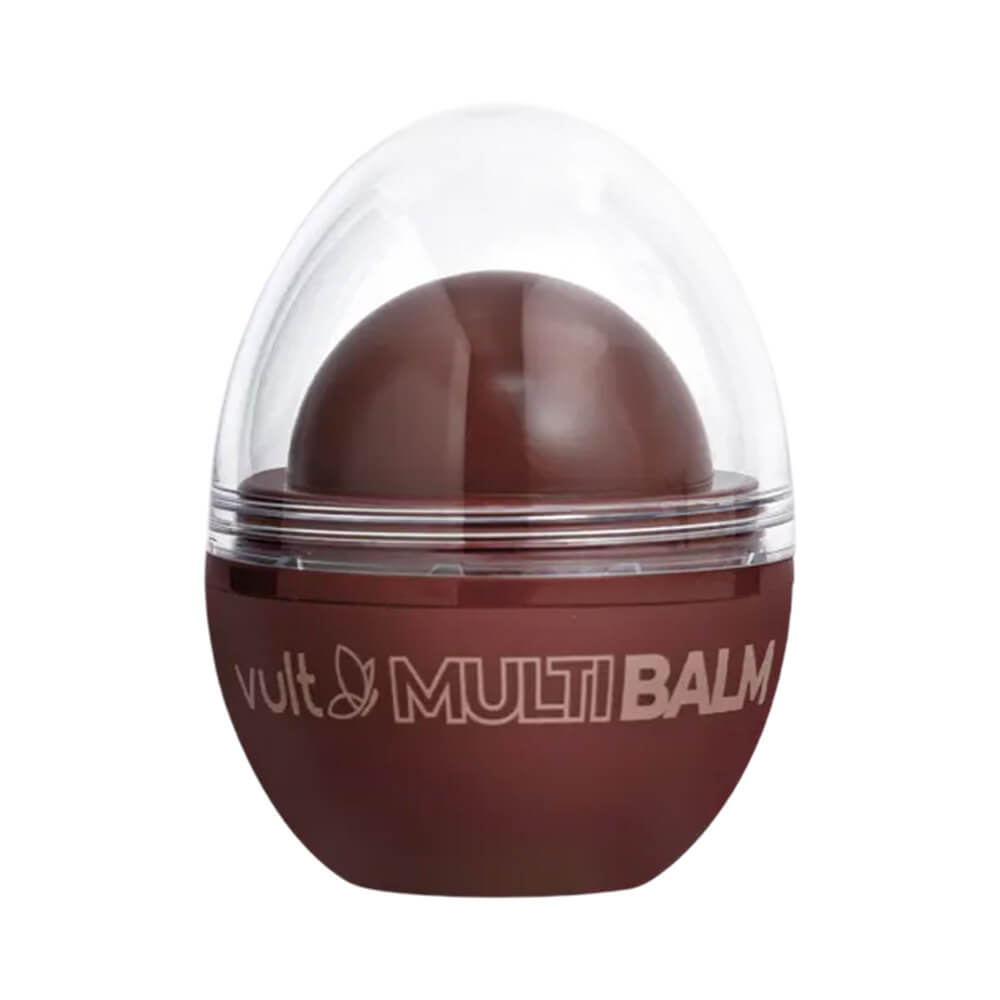 Multi Balm Vult Brigadeiro embalagem oval marrom escuro com tampa transparente