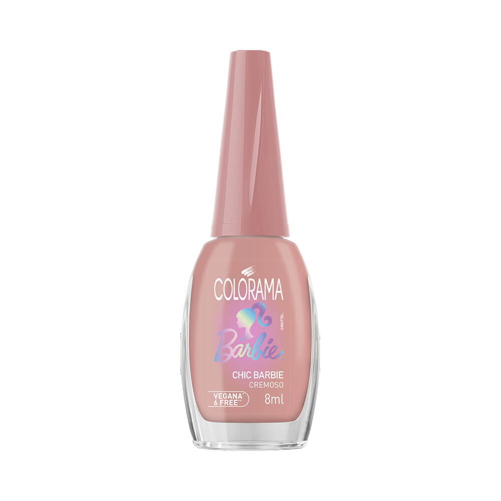 Frasco de esmalte Colorama da linha Barbie, cor Chic Barbie, tom rosado cremoso
