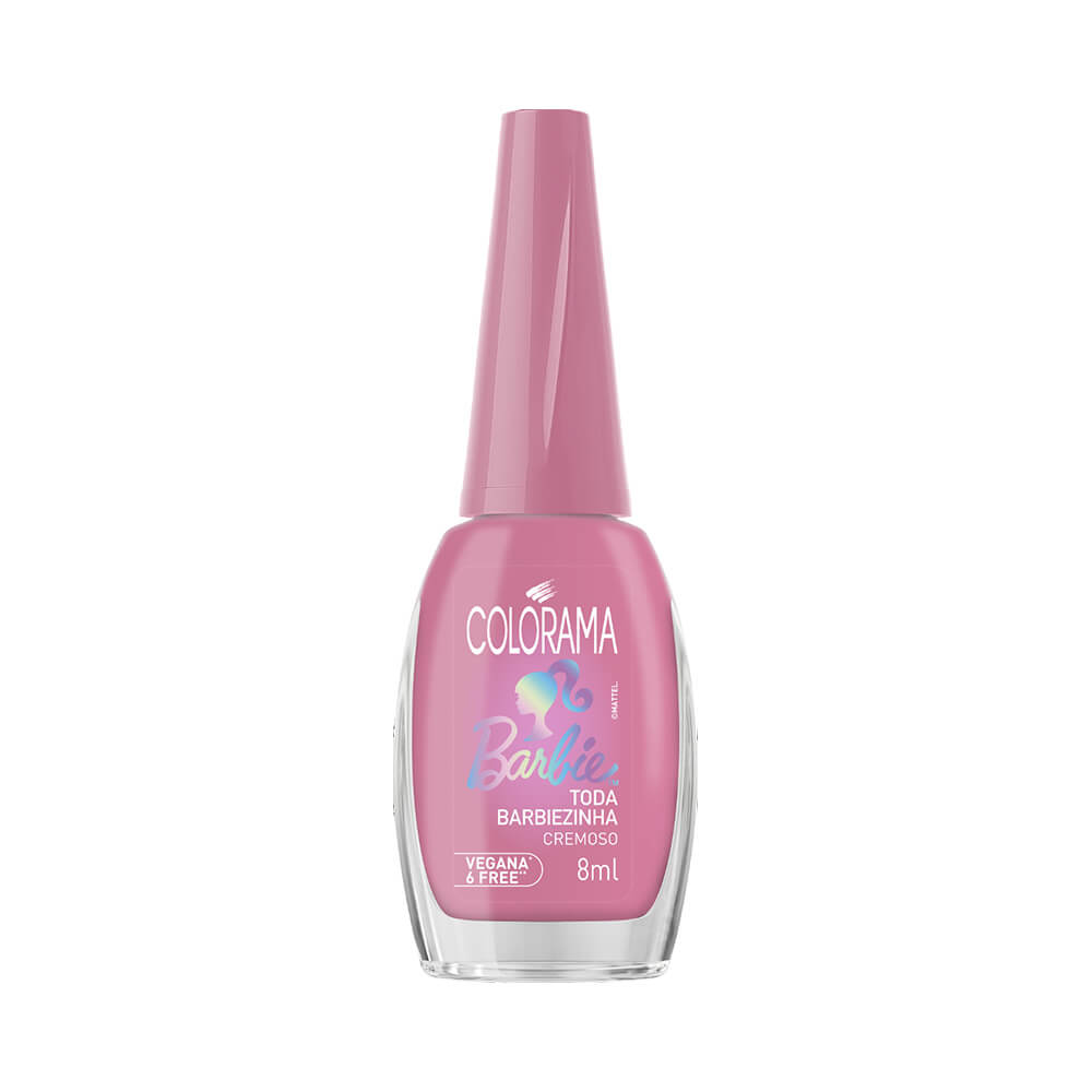 Esmalte Colorama Barbie Toda Barbiezinha rosa cremoso, embalagem prática de 8ml